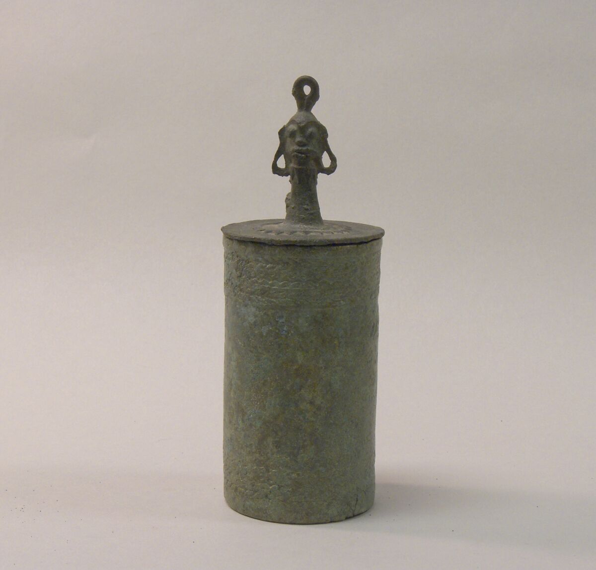 Lid of a Lime Container with Head, Bronze, Indonesia (Java, Lumajang, Pasiran) 