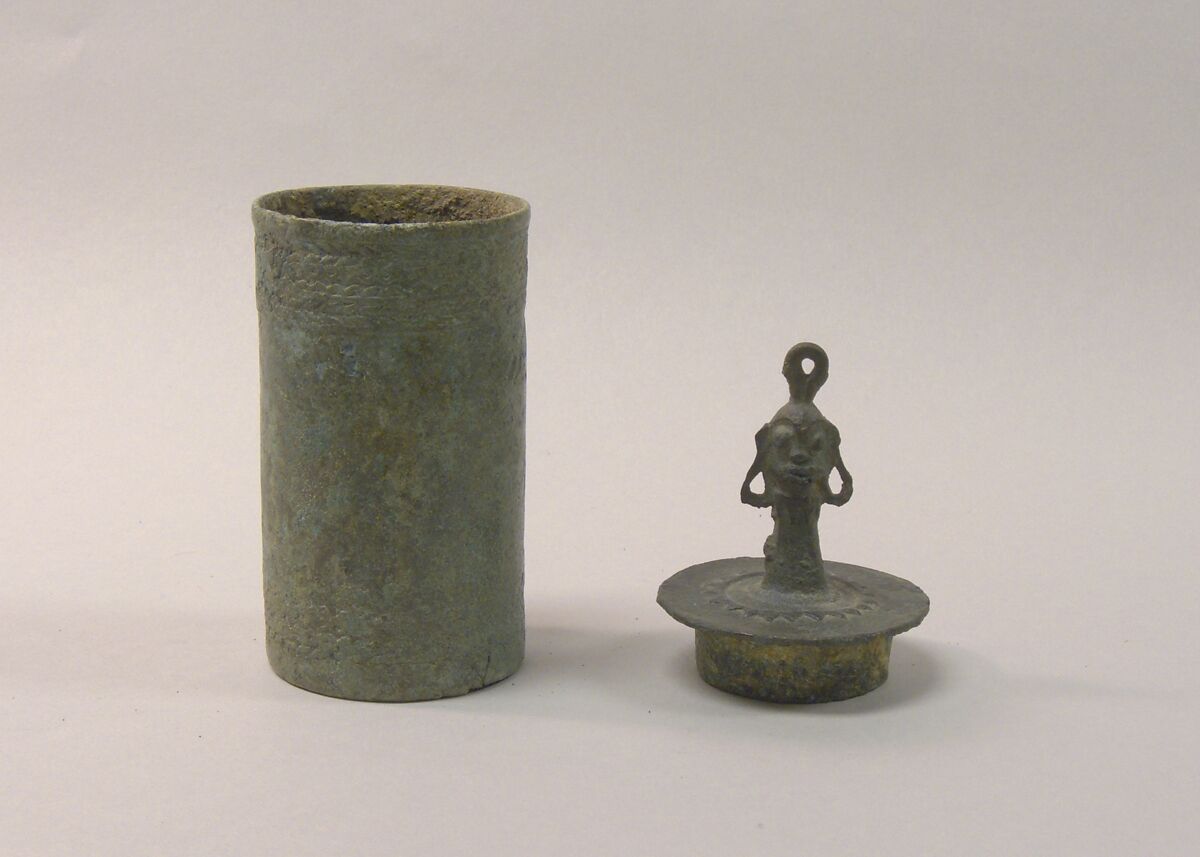 Lid of a Lime Container with Head, Bronze, Indonesia (Java, Lumajang, Pasiran)