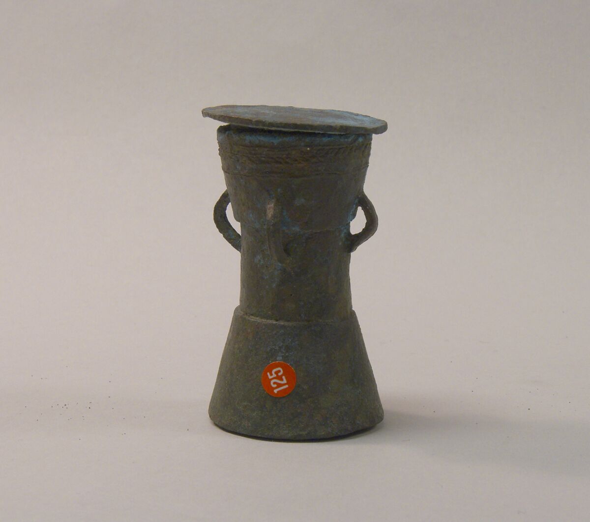 Lime Container in the Form of a "Mloko" Drum, Bronze, Indonesia (Java, Lumajang, Pasiran) 