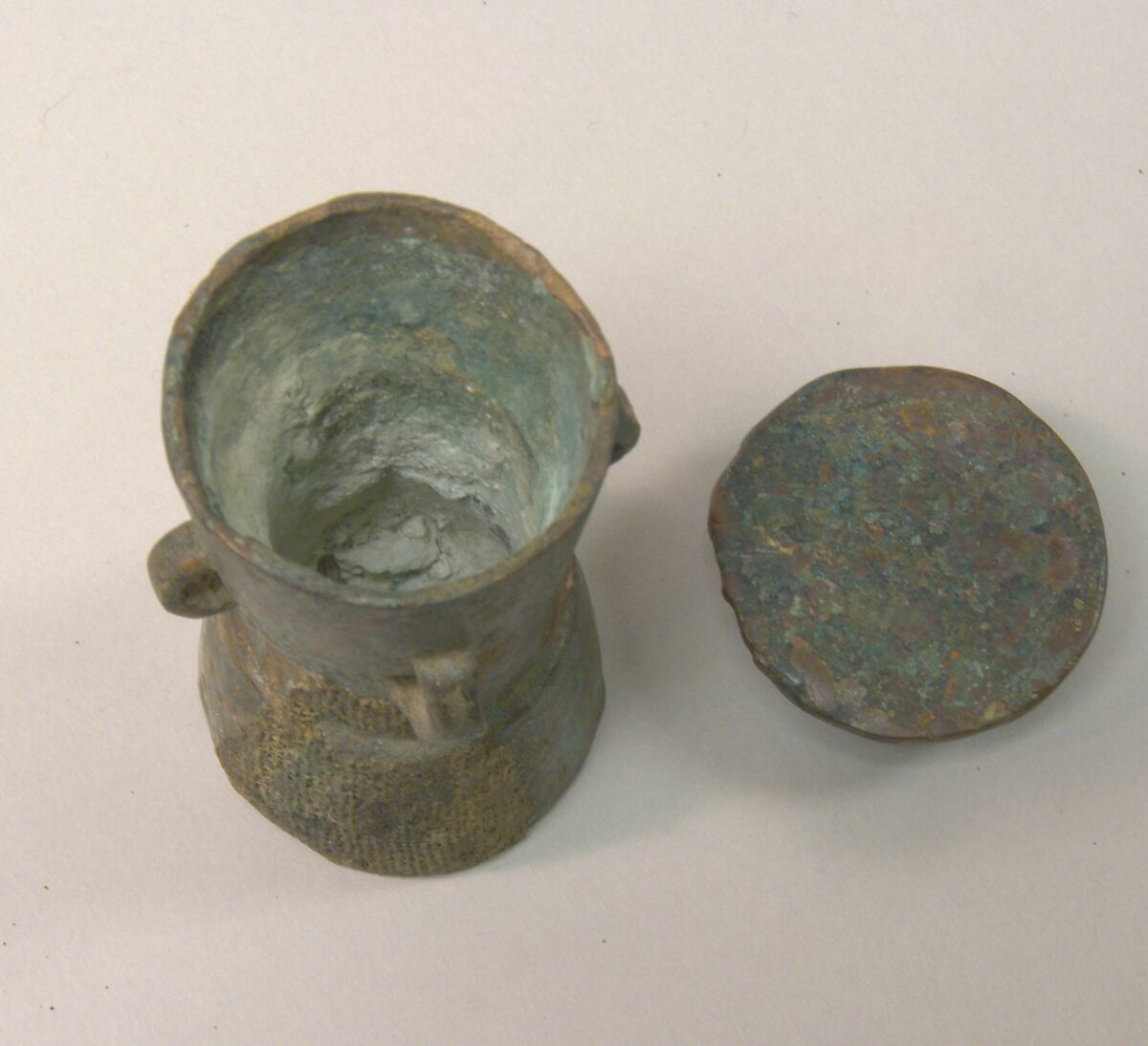 Lime Container in the Form of a "Mloko" Drum, Bronze, Indonesia (Java, Lumajang, Pasiran)