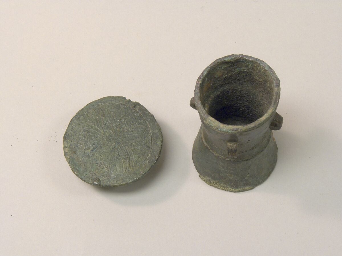 Lime Container in the Shape of a "Mioko" Drum, Bronze, Indonesia (Java, Lumajang, Pasiran)