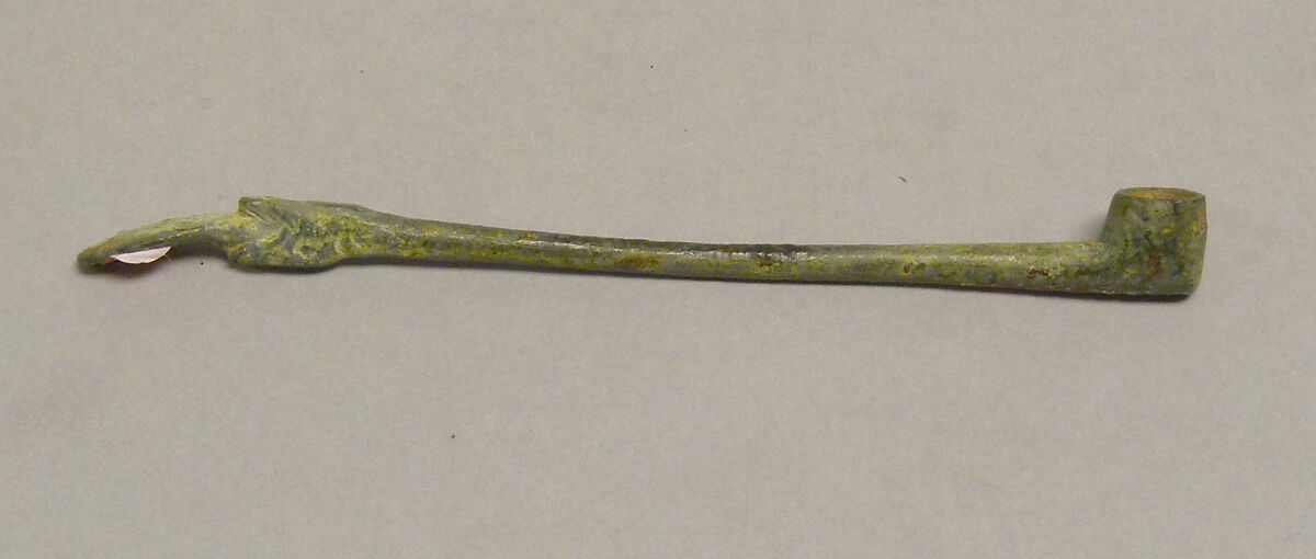 Lime Spatula in the Shape of a Pipe, Bronze, Indonesia (Java, Lumajang, Pasiran) 