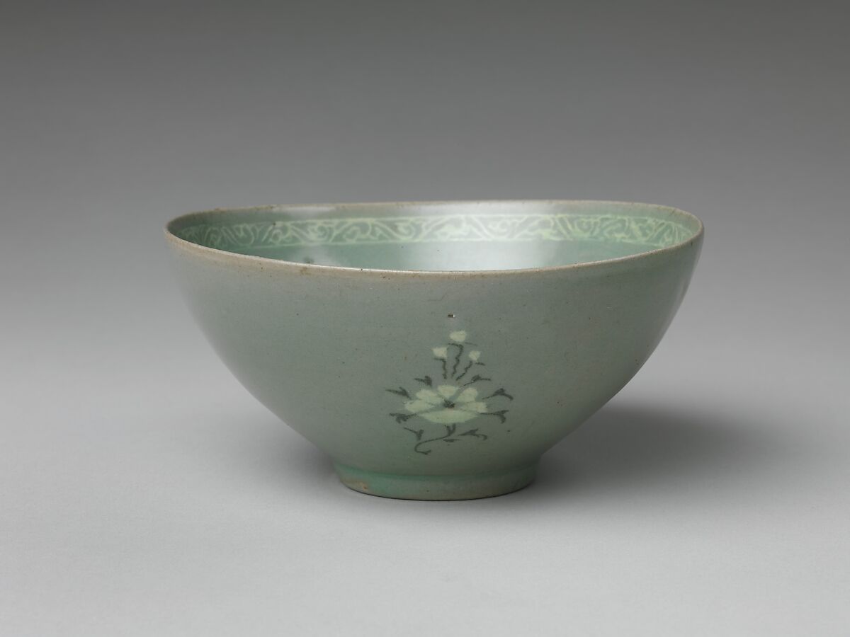 Bowl with decoration of fish, Stoneware with inlaid design under celadon glaze, Korea 