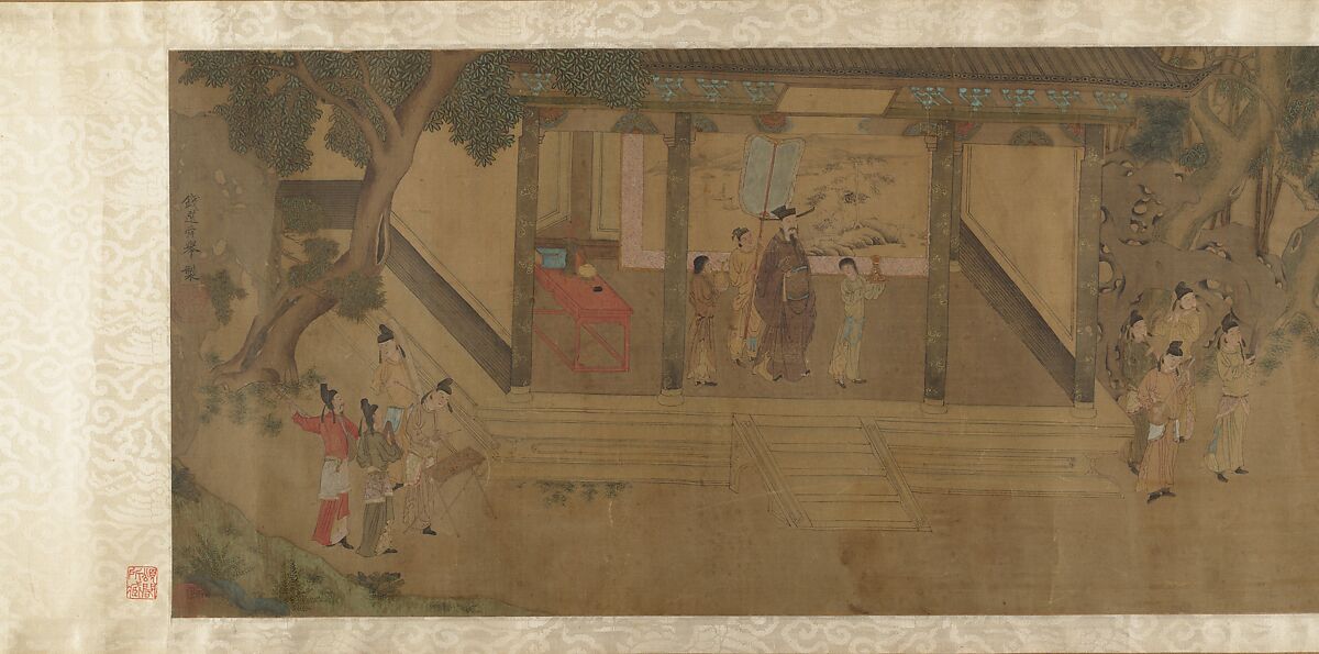 Brocade Hall, Unidentified artist  , 15th to 16th century?, Handscroll; ink and color on silk, China