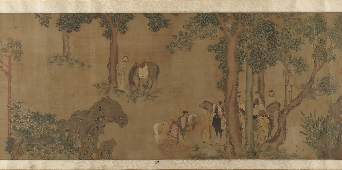 Brocade Hall, Unidentified artist  , 15th to 16th century?, Handscroll; ink and color on silk, China