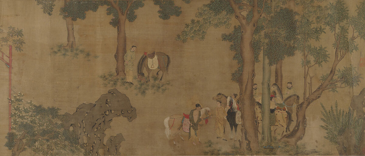 Brocade Hall, Unidentified artist  , 15th to 16th century?, Handscroll; ink and color on silk, China 