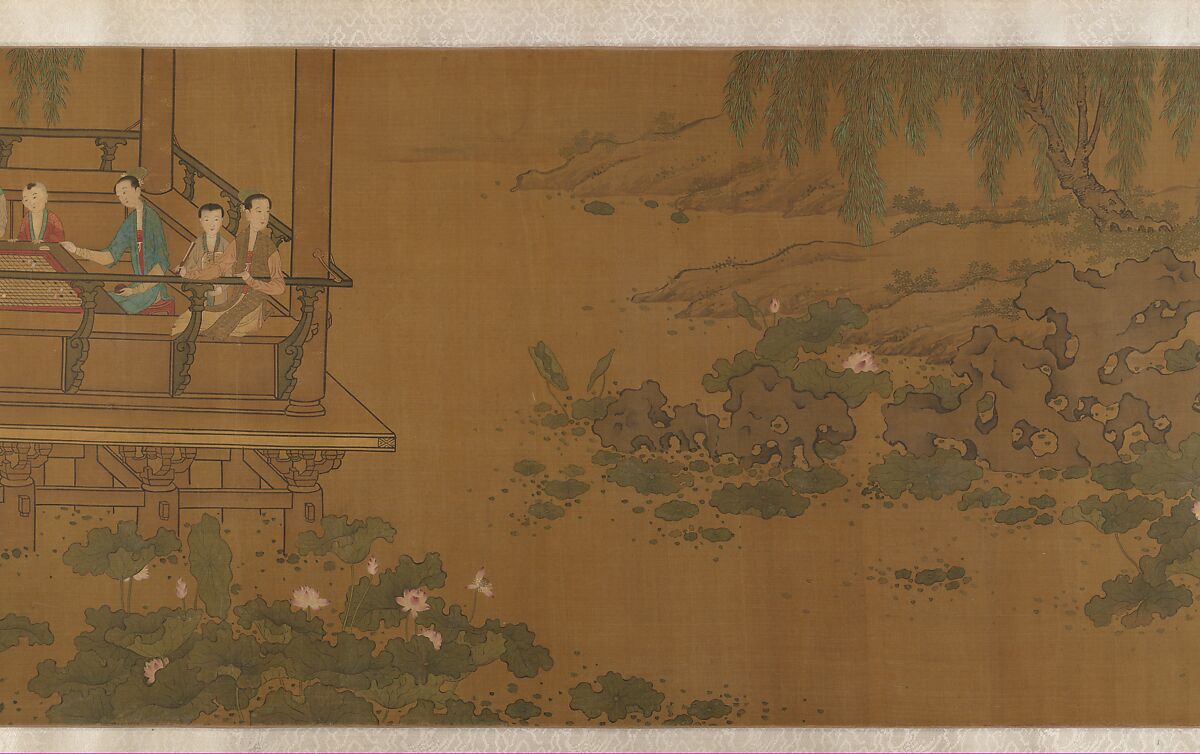 Women and children in a garden, Unidentified artist  , 16th or 17th century, Handscroll; ink and color on silk, China