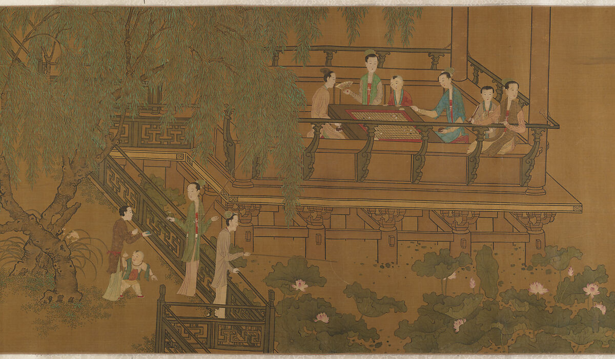 Women and children in a garden, Unidentified artist  , 16th or 17th century, Handscroll; ink and color on silk, China 