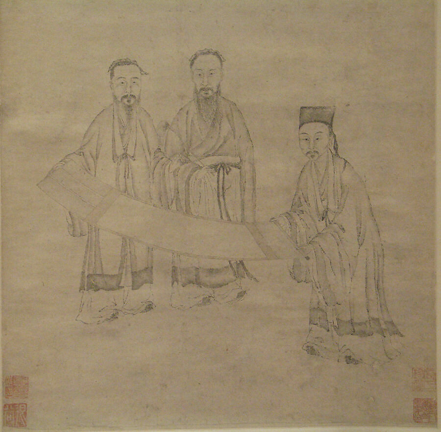 The Three Scholars, Unidentified artist, Hanging scroll; ink on paper, China