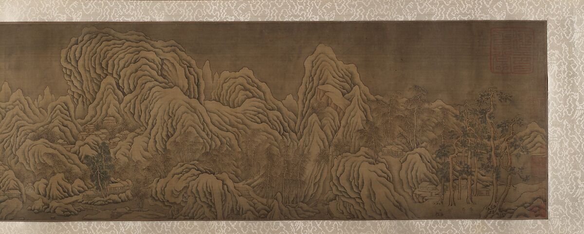Mountains in the Snow, Unidentified artist, Handscroll; Ink and color on silk, China