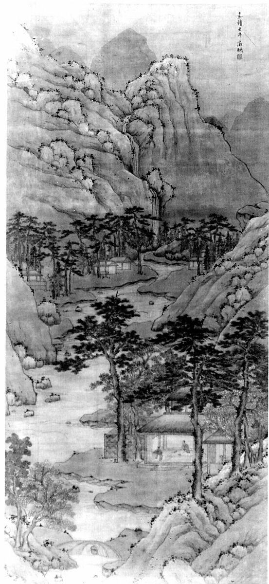 Landscape, Unidentified artist, Hanging scroll; ink on silk, China 