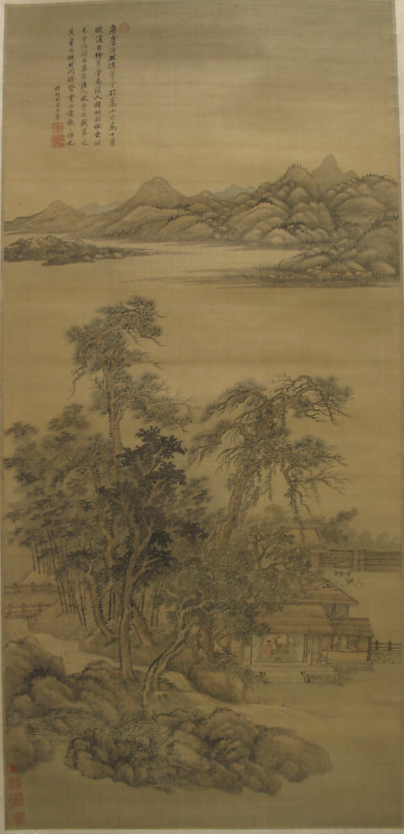 Landscape in the Style of Li Gonglin, In the Style of Wang Hui (Chinese, 1632–1717), Hanging scroll; ink and color on silk, China 