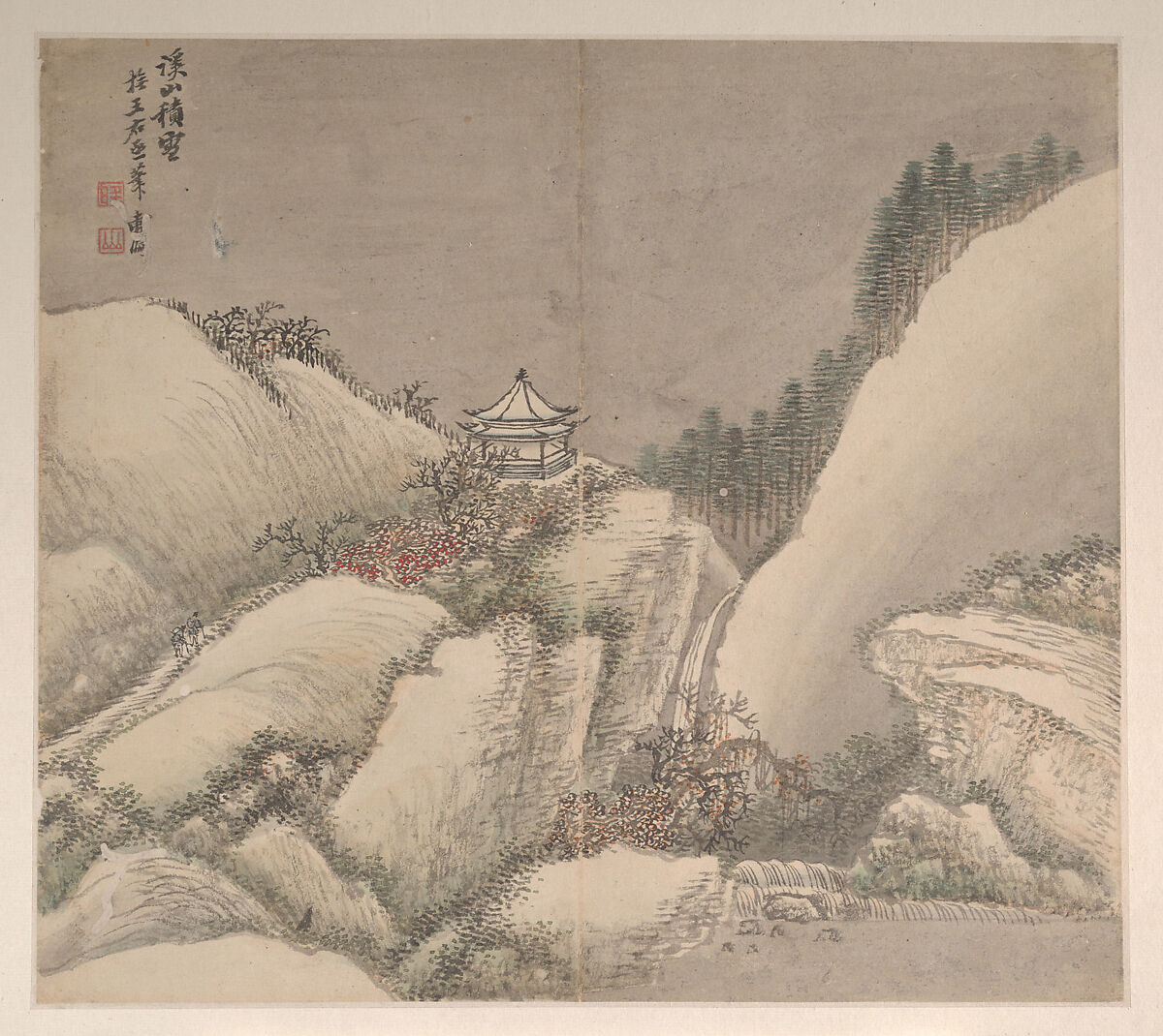 Landscapes in the Styles of Various Artists, Cao Jian (Chinese, active early 18th century), Album of twelve leaves; ink and color on paper, China 