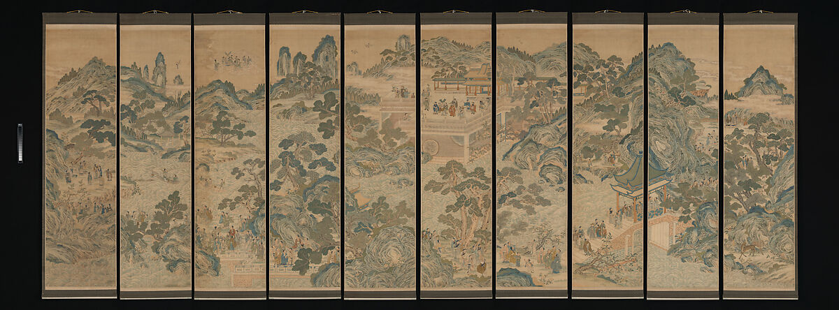 Mythical landscape with immortals, Unidentified artist Chinese, 18th century, Silk tapestry (kesi) with sections of hand-painted ink and color, China 