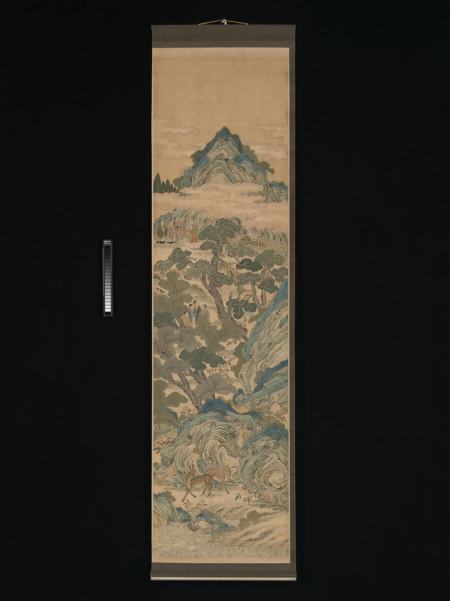 Mythical landscape with immortals, Unidentified artist Chinese, 18th century, Silk tapestry (kesi) with sections of hand-painted ink and color, China