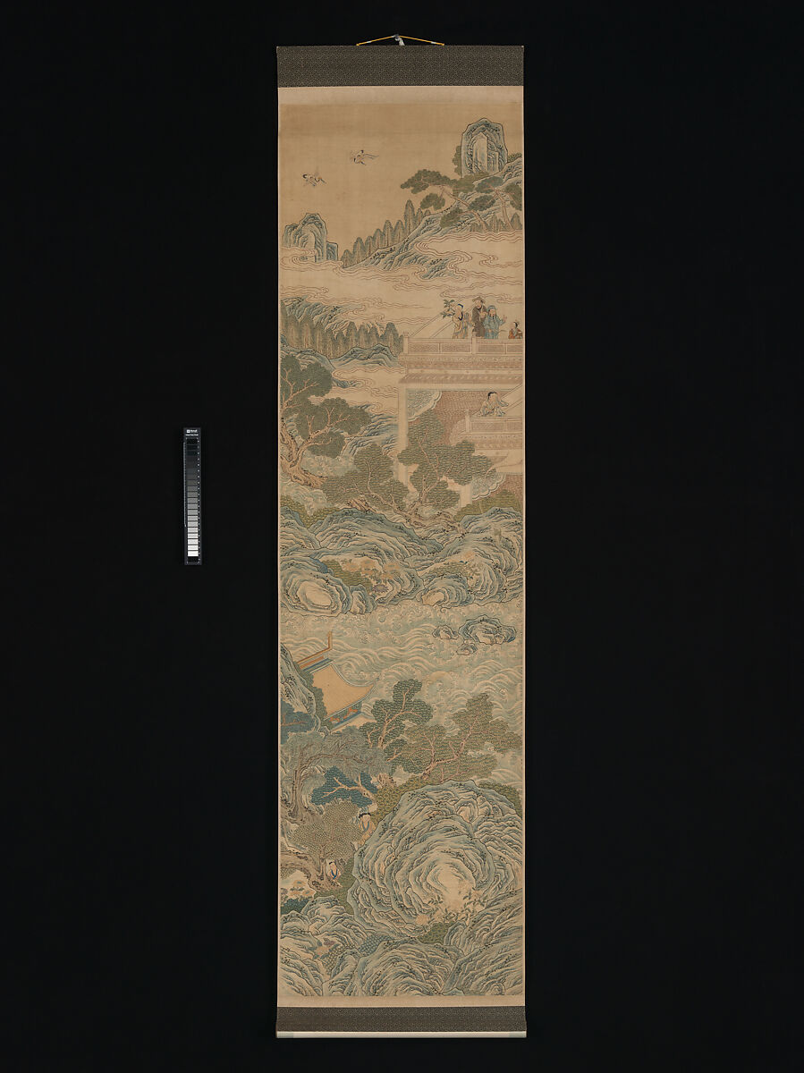 Mythical landscape with immortals, Unidentified artist Chinese, 18th century, Silk tapestry (kesi) with sections of hand-painted ink and color, China