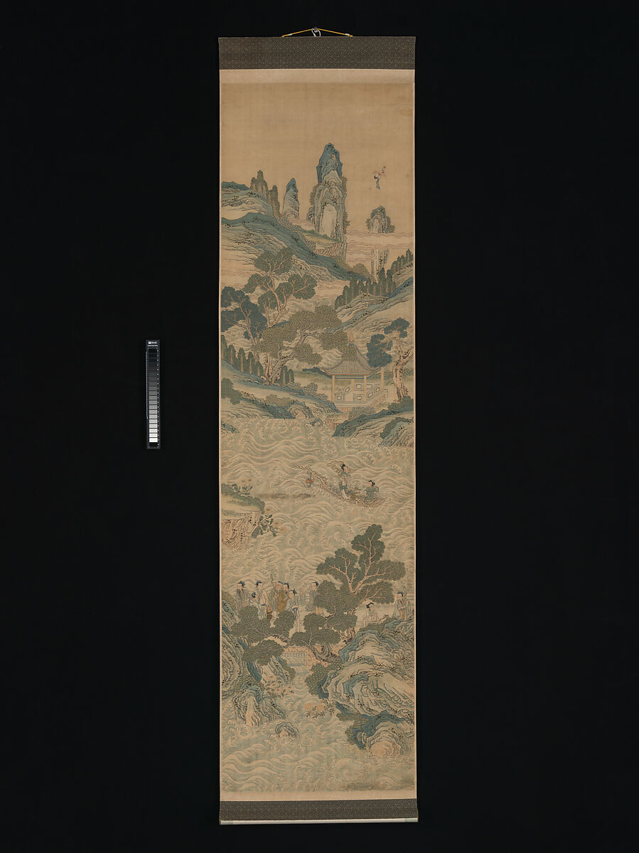 Mythical landscape with immortals, Unidentified artist Chinese, 18th century, Silk tapestry (kesi) with sections of hand-painted ink and color, China