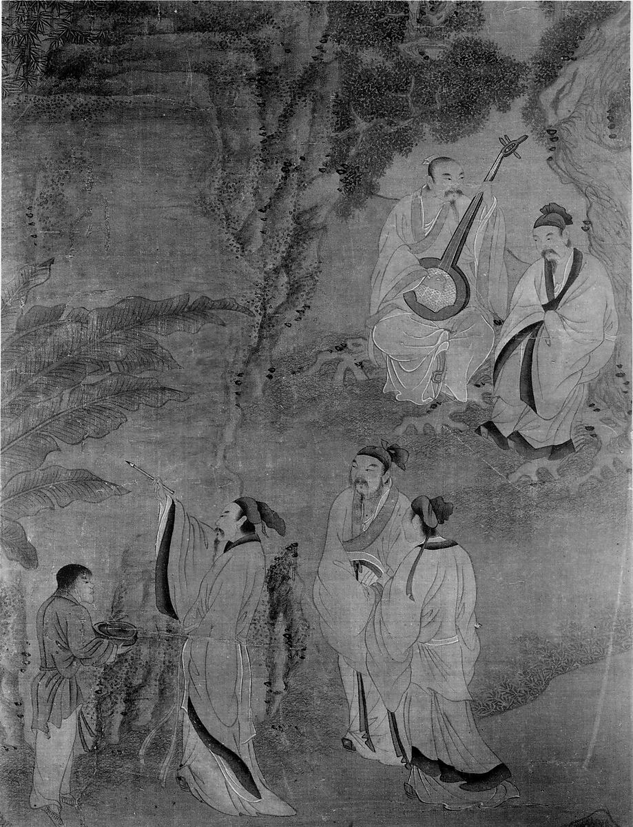 Gathering of Scholars at the Western Garden, Unidentified artist, Hanging scroll; ink and color on silk, China 