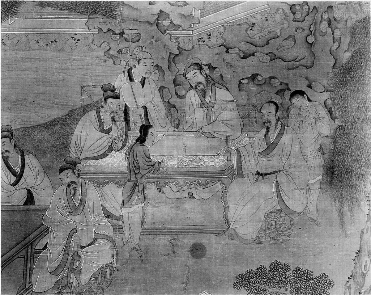 Gathering of Scholars at the Western Garden, Unidentified artist, Hanging scroll; ink and color on silk, China