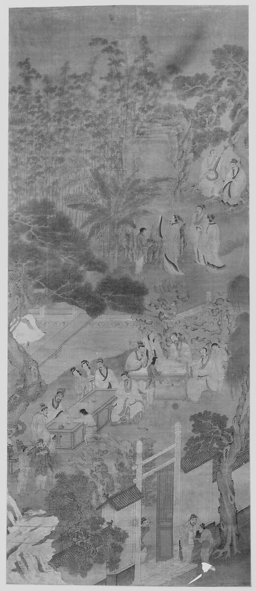 Gathering of Scholars at the Western Garden, Unidentified artist, Hanging scroll; ink and color on silk, China