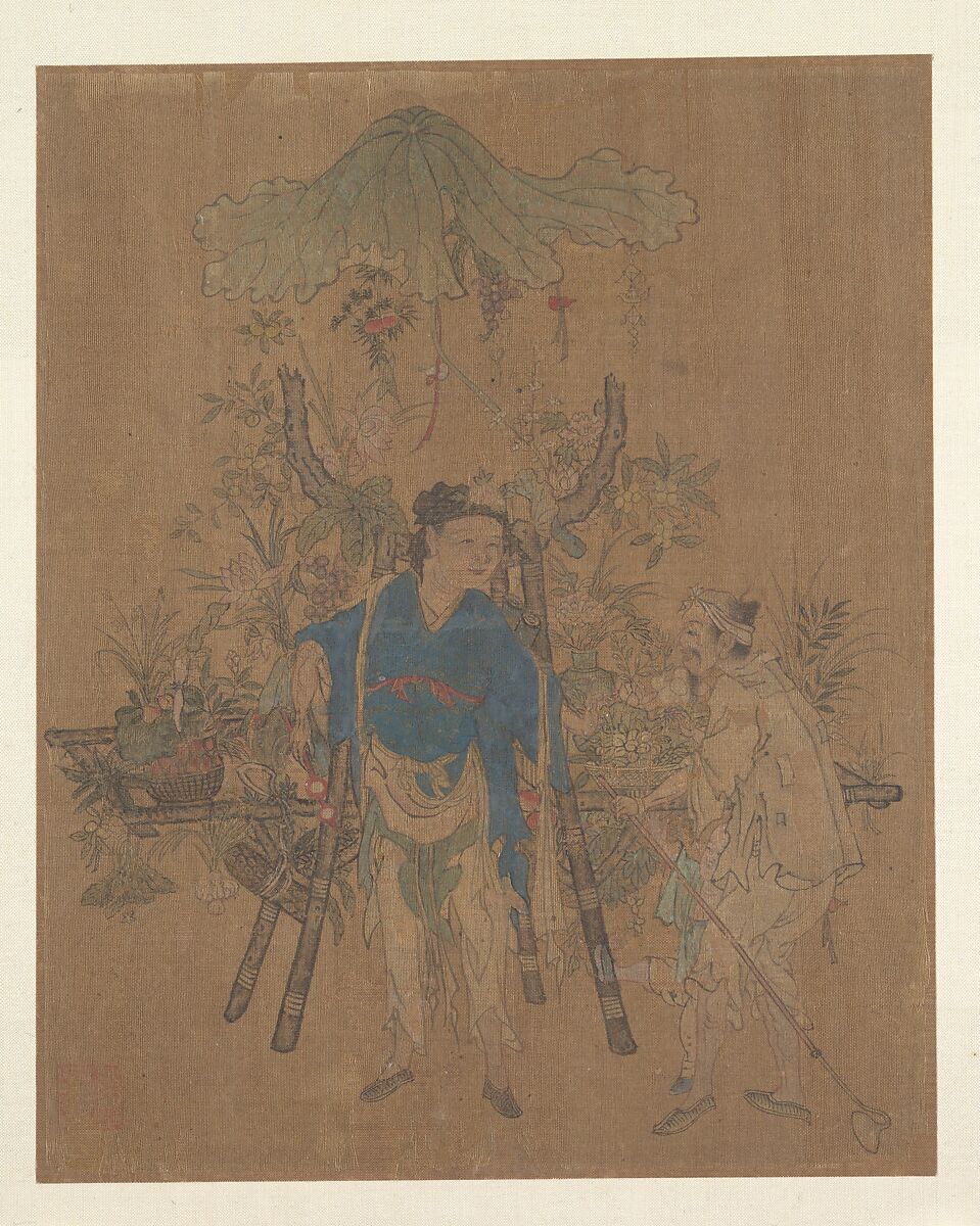 Flower Vendor, Unidentified artist, Album leaf; ink and color on silk, China 