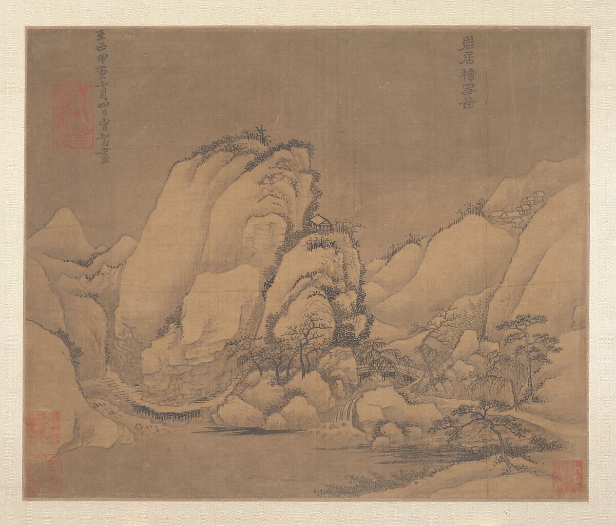 Landscape, Unidentified artist, Album leaf; ink and color on silk, China 
