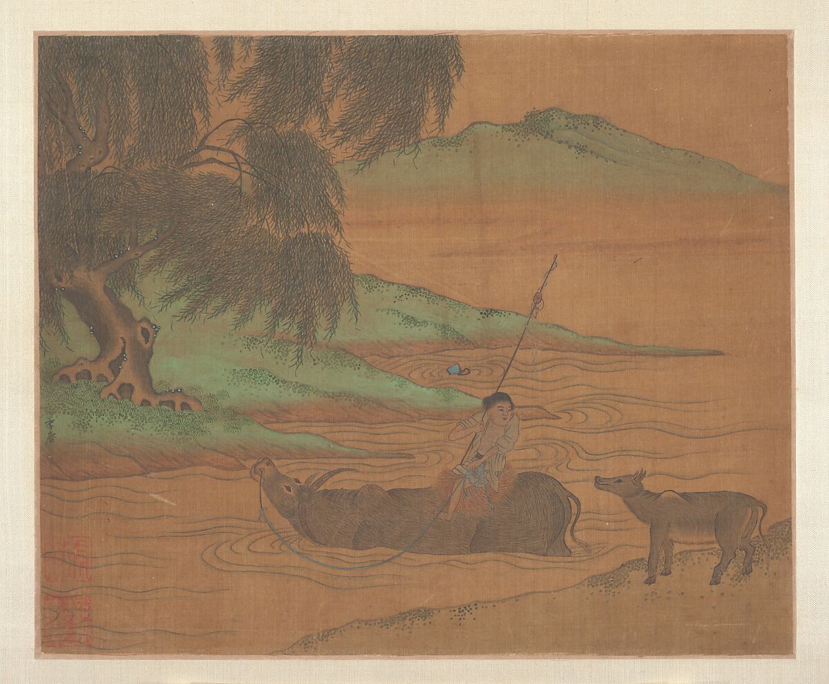 Water Buffalo, Unidentified artist, Album leaf; ink and color on silk, China 