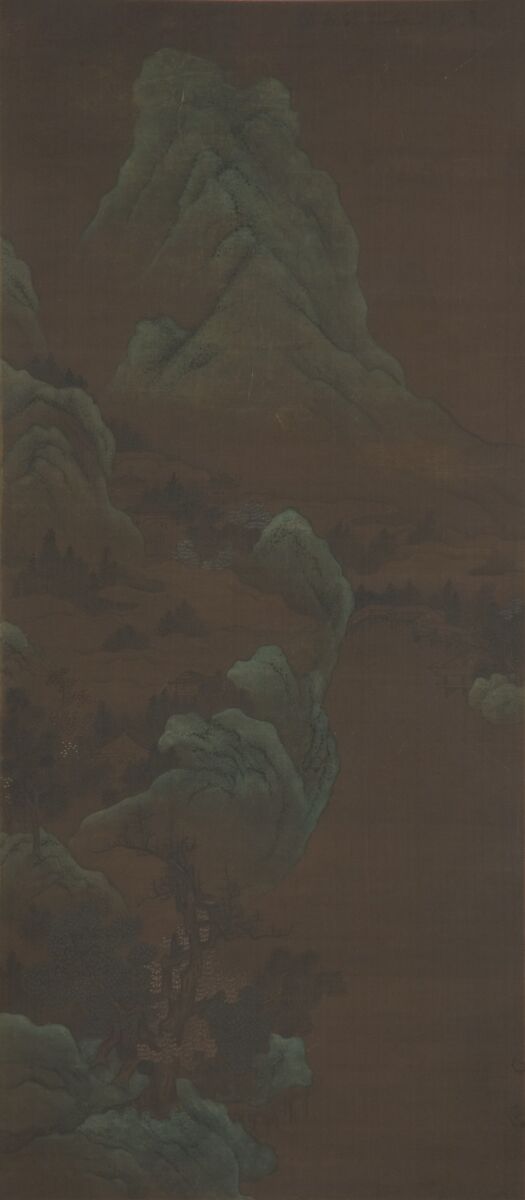 Mountain Scenery, Unidentified artist, Hanging scroll; ink and color on silk, China 