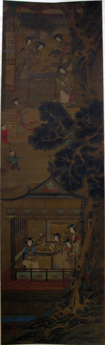 Women in Garden, Unidentified artist, Hanging scroll; ink and color on silk, China