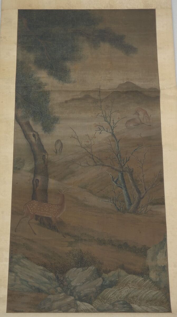 Fawn at Play, Unidentified artist, Hanging scroll, China 