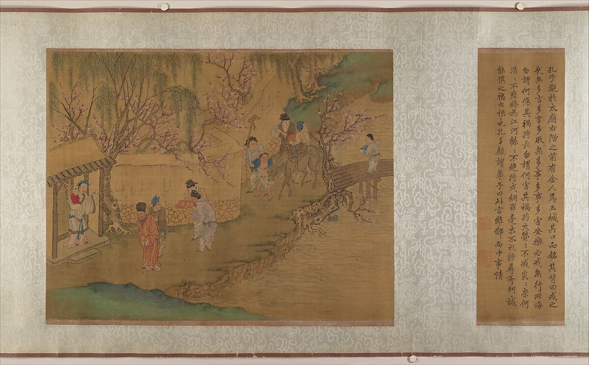 Family Training, Unidentified artist, Ten panels mounted as a handscroll; ink and color on silk, China