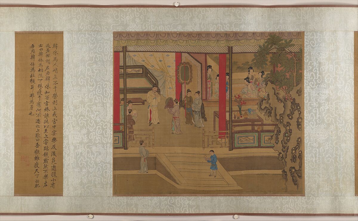 Family Training, Unidentified artist, Ten panels mounted as a handscroll; ink and color on silk, China