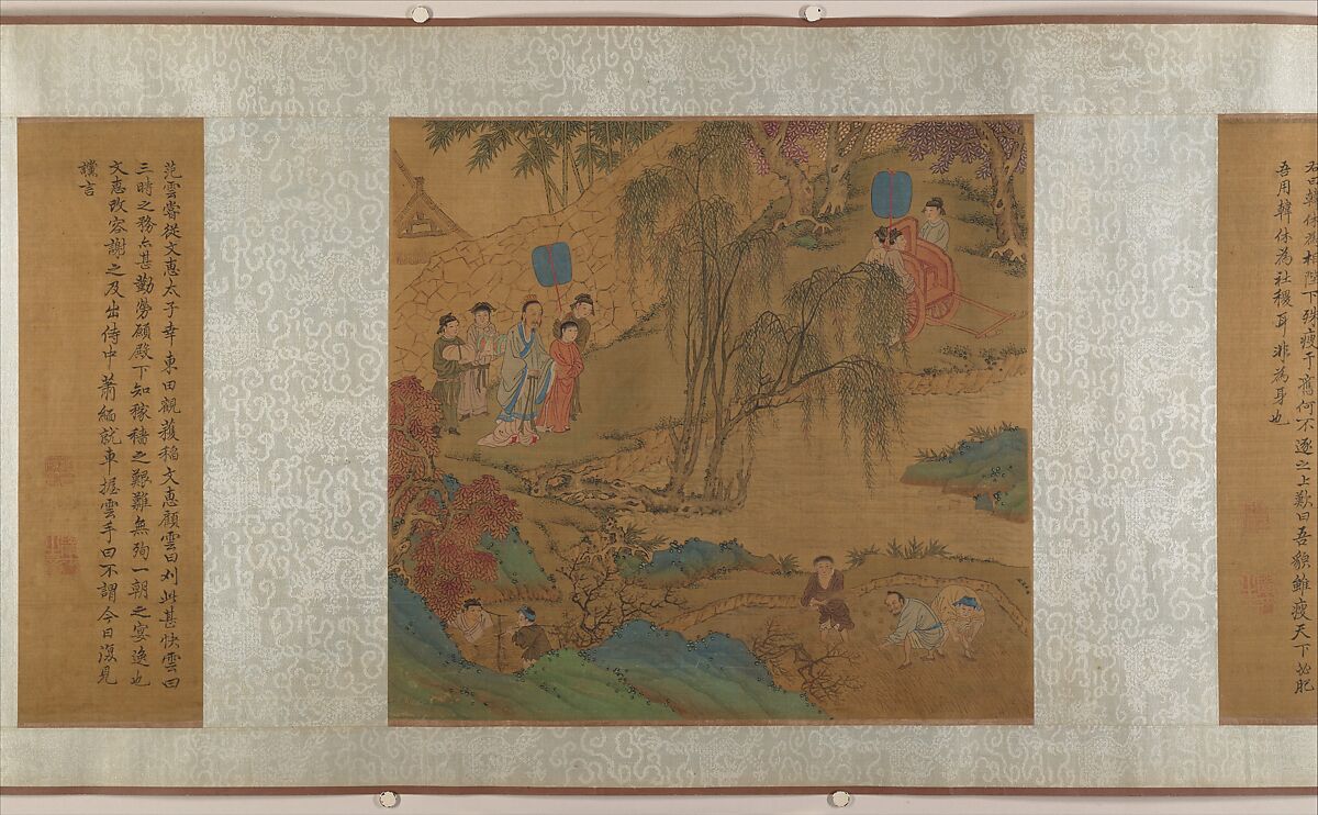 Family Training, Unidentified artist, Ten panels mounted as a handscroll; ink and color on silk, China