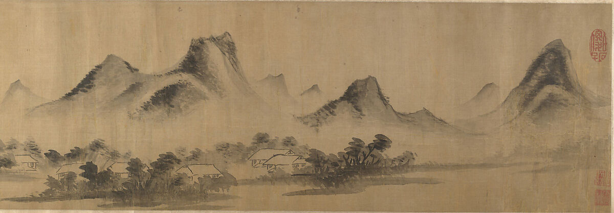 Cloudy Mountain in the Style of Mi Fu (1052–1107), Unidentified artist, Handscroll; ink on silk, China 