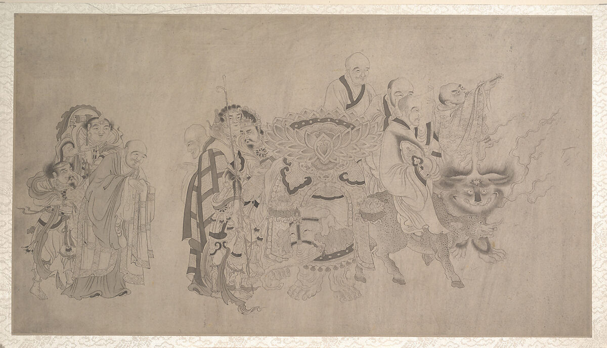 Procession of Arhats, Unidentified artist, Album of ten leaves; ink on silk, China