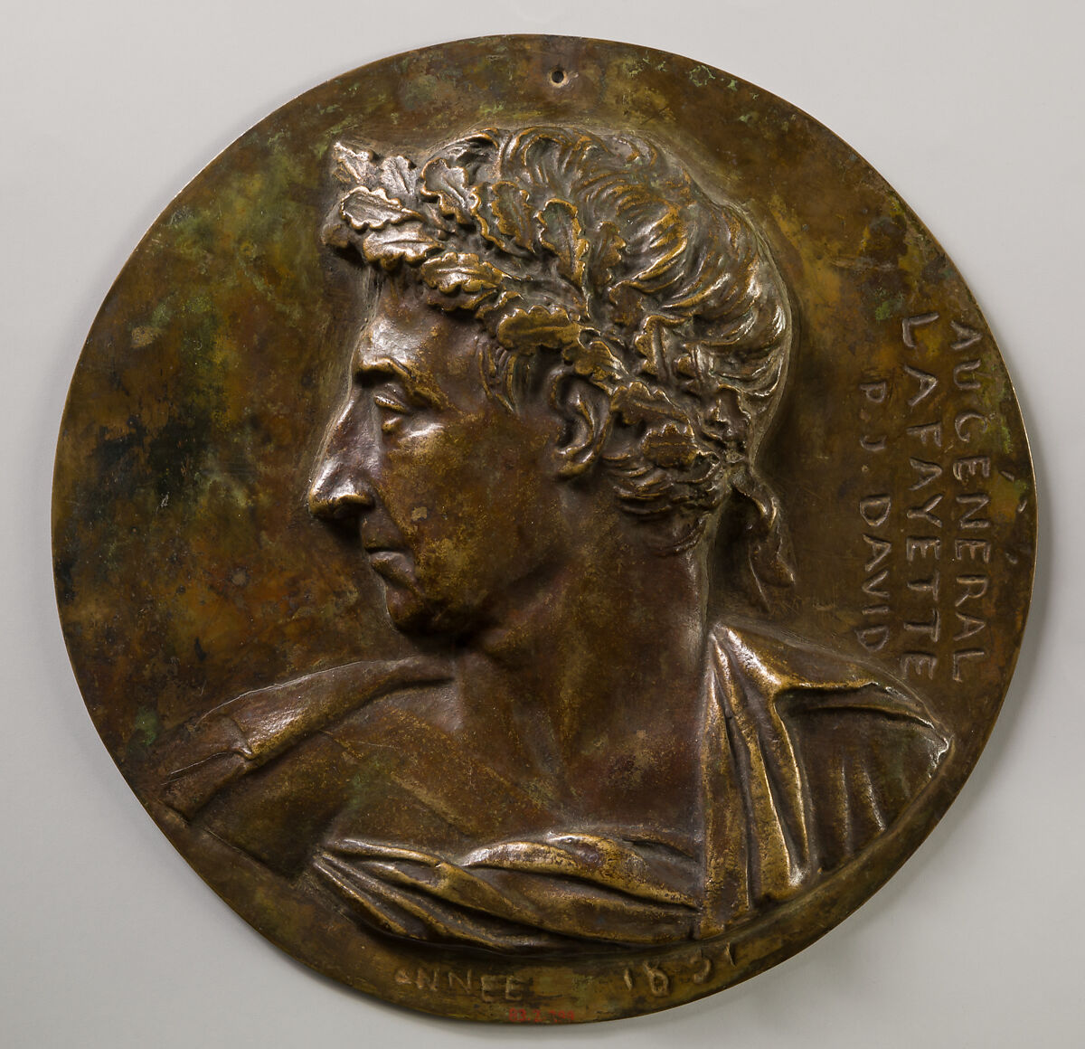 Medallion of the Marquis de Lafayette, Pierre Jean David d&#39;Angers (French, Angers 1788–1856 Paris), Bronze 