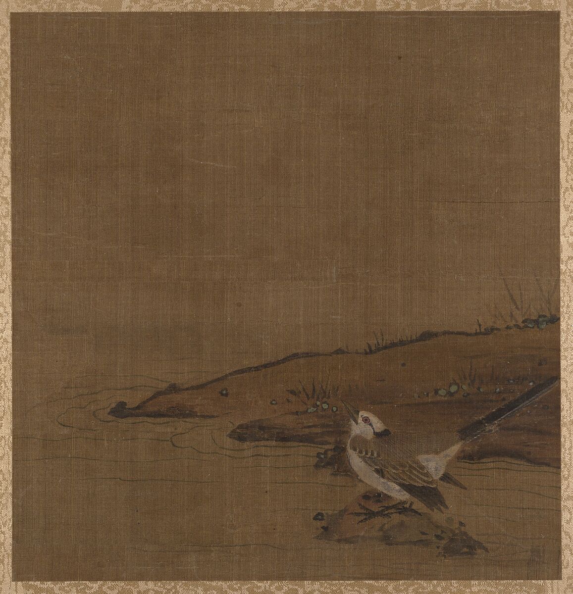 Bird Near Water (from Album of Studies by Modern Artists, no. 62), Unidentified artist, Albun leaf; ink and color on silk, China 