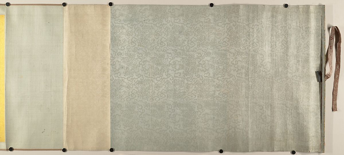 Buddhist luohans crossing the sea to the palace of the dragon king, Unidentified artist  , fake signature of Li Gonglin (ca. 1041–1106), Handscroll; ink on silk, China