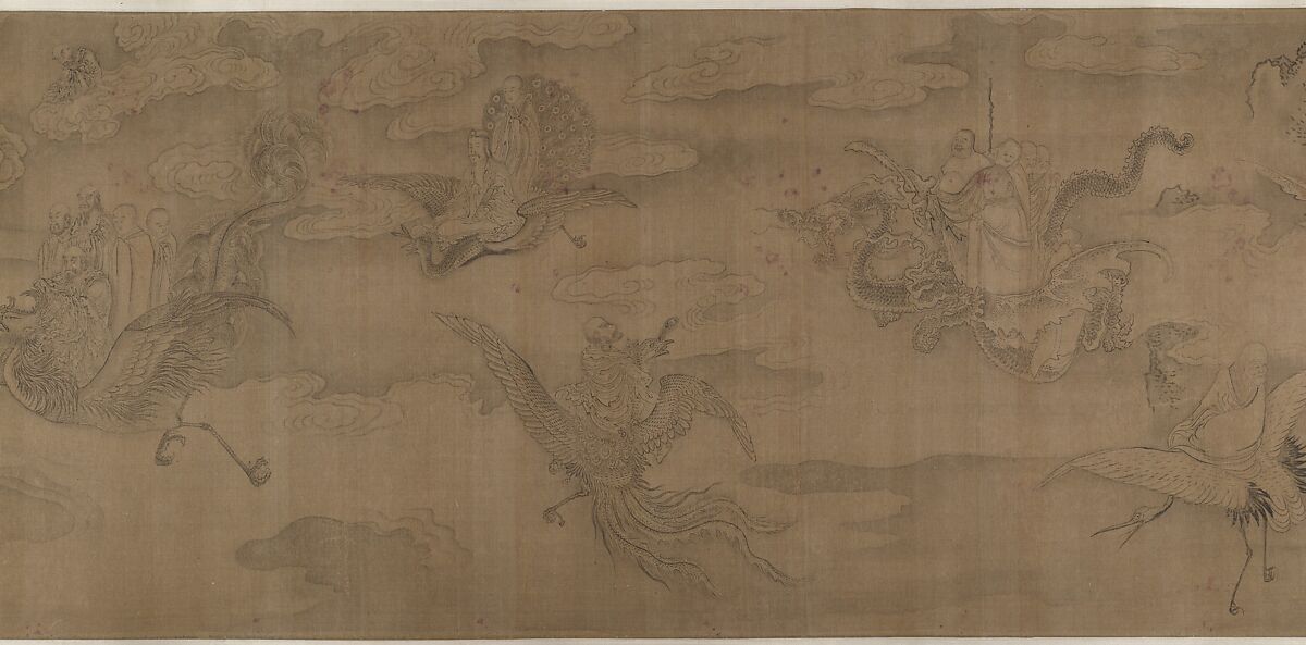 Holy Men Travelling to the Buddhist Heaven, Unidentified artist, Handscroll; ink on silk, China