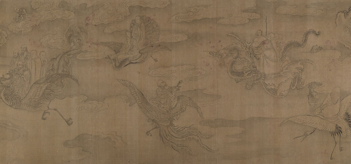 Holy Men Travelling to the Buddhist Heaven, Unidentified artist, Handscroll; ink on silk, China 