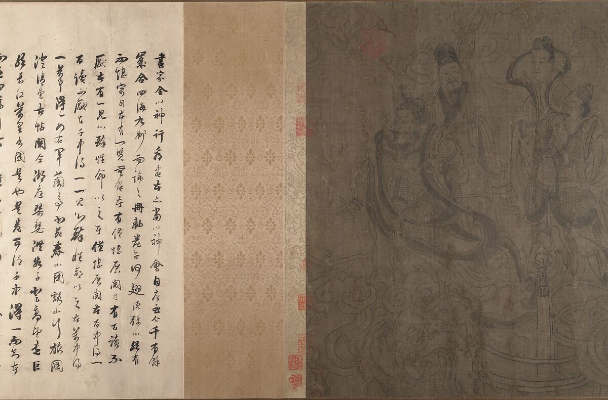 The Five Rulers at the New Year's Reception, Unidentified artist, Handscroll; ink and color on silk, China