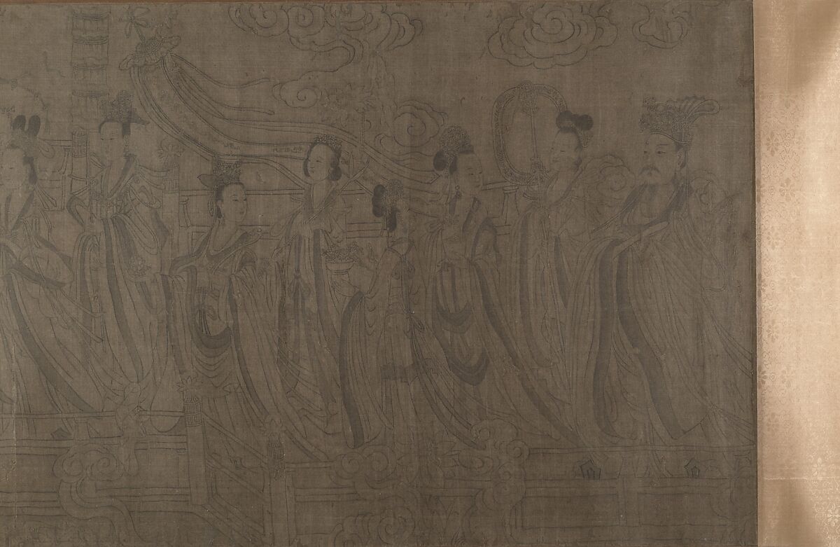 The Five Rulers at the New Year's Reception, Unidentified artist, Handscroll; ink and color on silk, China