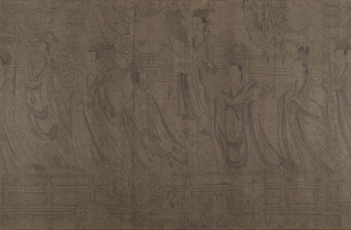 The Five Rulers at the New Year's Reception, Unidentified artist, Handscroll; ink and color on silk, China