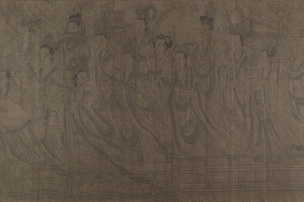 The Five Rulers at the New Year's Reception, Unidentified artist, Handscroll; ink and color on silk, China
