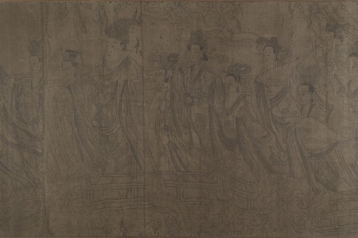 The Five Rulers at the New Year's Reception, Unidentified artist, Handscroll; ink and color on silk, China