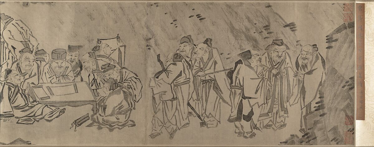 Gathering of Philosophers, Unidentified artist, Handscroll; black and white on paper, China