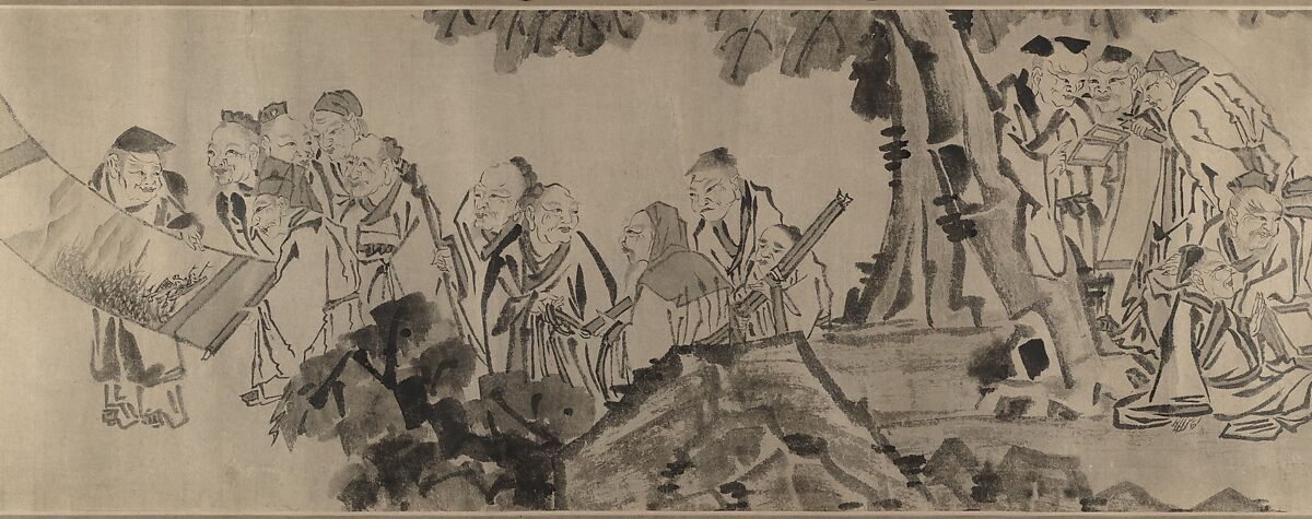 Gathering of Philosophers, Unidentified artist, Handscroll; black and white on paper, China
