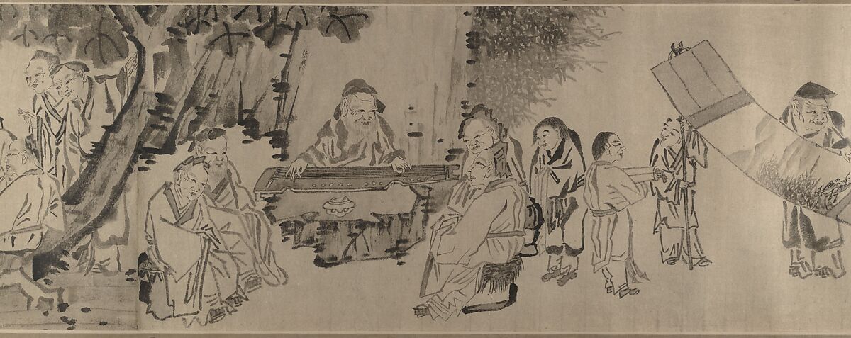 Gathering of Philosophers, Unidentified artist, Handscroll; black and white on paper, China