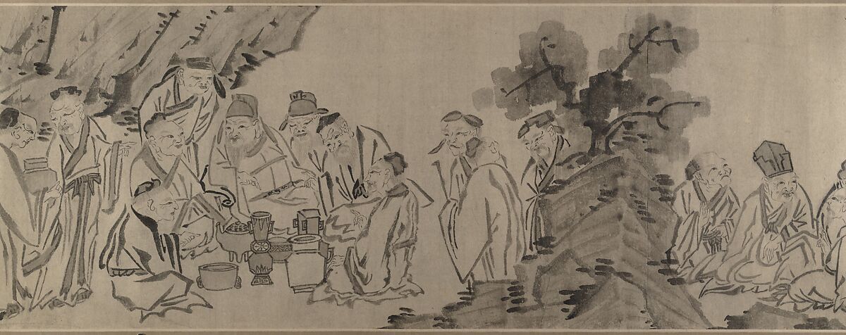 Gathering of Philosophers, Unidentified artist, Handscroll; black and white on paper, China