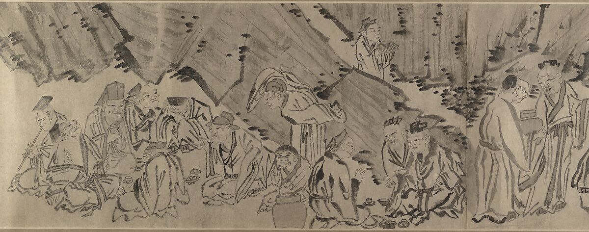 Gathering of Philosophers, Unidentified artist, Handscroll; black and white on paper, China